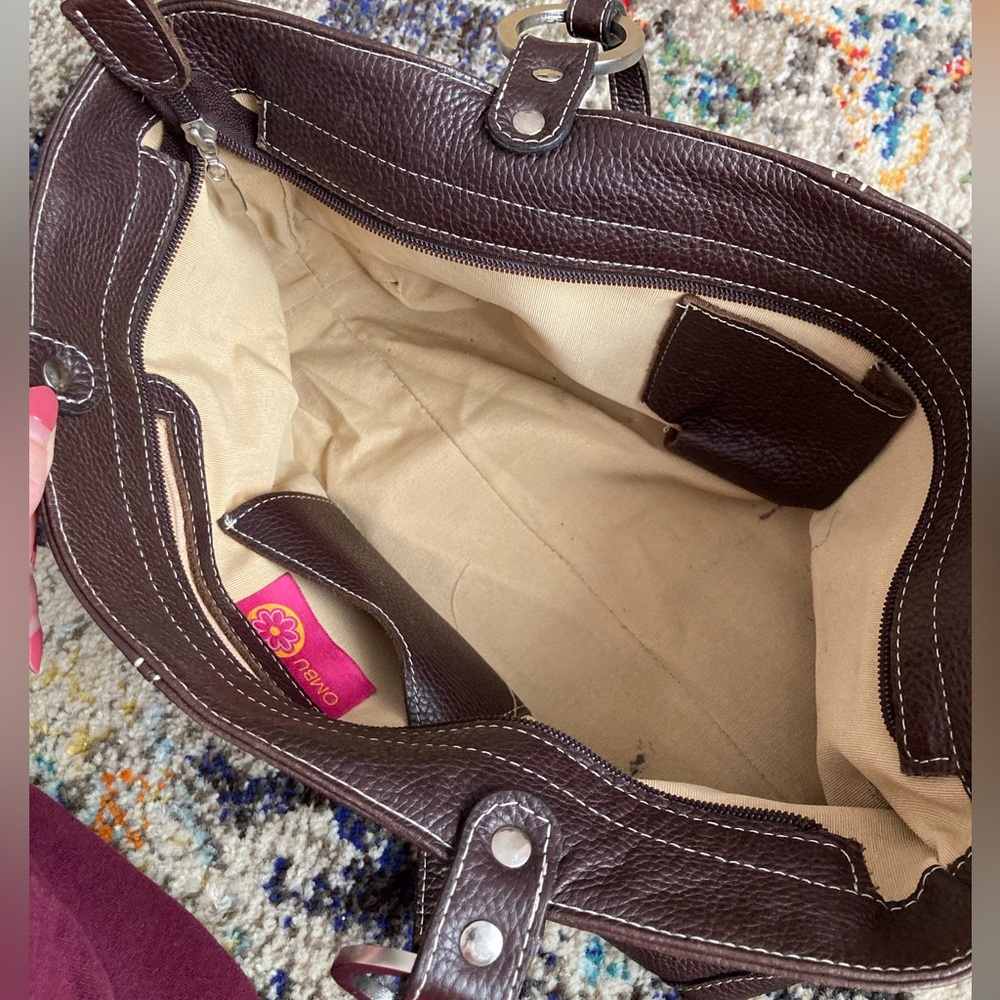 Leather Shoulder Tote Bag in Dark Brown - Picture 8 of 10